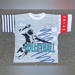 Vtg 1990s Doe-Spun Volleyball Youth Kids T-Shirt Made in USA Size Small 7